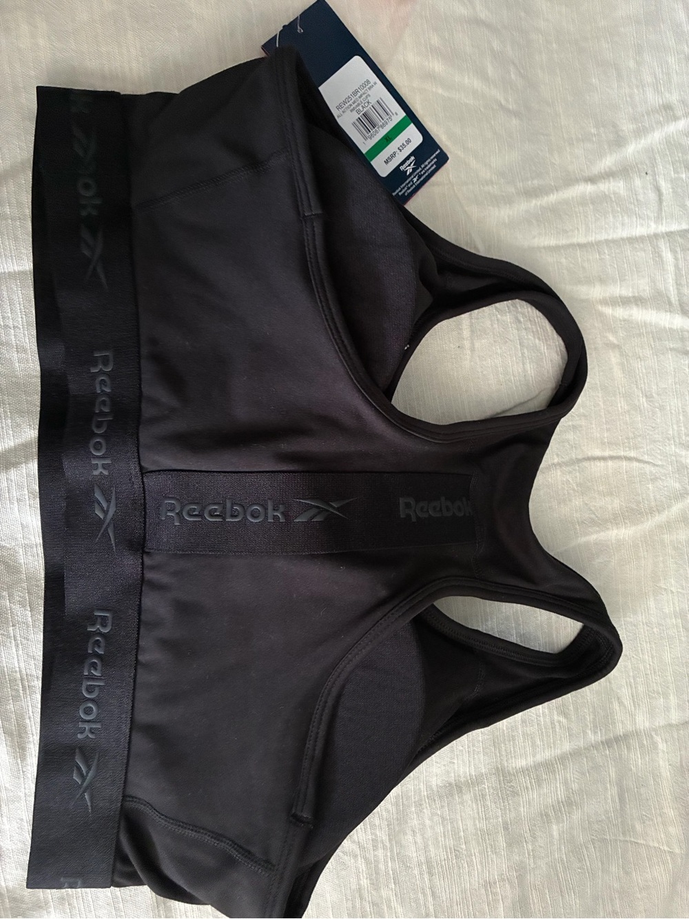 Reebok Black Sports Bra XL Medium Support Racerback Stretch Activewear Gym Yoga - Picture 3 of 6